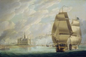 Nelson forza il passaggio del suono, 30 marzo 1801, prima della battaglia di Copenaghen da Robert Dodd