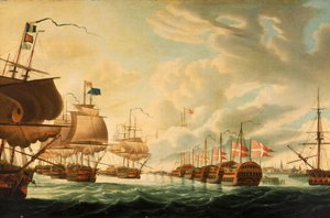 La battaglia di Copenaghen, 2 aprile 1801, inizio XIX secolo da Robert Dodd