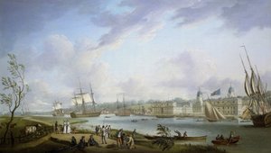 Veduta di Greenwich, descrizione del Tamigi e delle attività sulle sue rive, nonché della navigazione fluviale, soggetta all