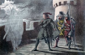 Amleto vede il fantasma di suo padre sulle mura del Castello di Elsinore