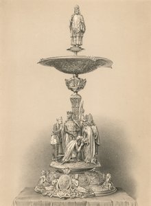 Il pezzo centrale in argento, dono di Sua Maestà a nome di S.A.R. il Principe Consorte e la Regina (cromolito) da Robert Dudley