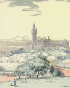 Glasgow: Università (litografia a colori)