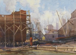 Cantieristica navale a Toronto, 1918 da Robert Ford Gagen