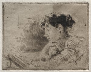 Ragazza che legge, 1883 da Robert Frederick Blum
