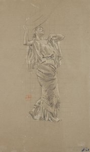 Studio di figura femminile per murale Moods to Music da Robert Frederick Blum