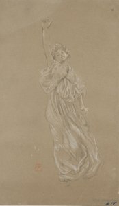 Studio di figura femminile drappeggiata in piedi, per murale Moods to Music da Robert Frederick Blum