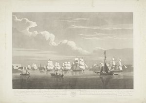 Partenza di dodici navi mercantili olandesi dal porto di Portsmouth, 1833 (tavola 1) da Robert Havell (II)