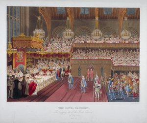 Banchetto di incoronazione di Re Giorgio IV, Westminster Hall, Londra da Robert Havell