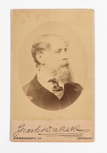 Carte de visite di Charles Dickens con firma di Dickens da Robert Hindry Mason