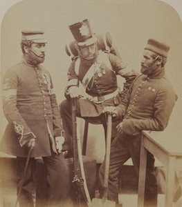 Sergenti di colore J. Stanton, Kester Knight e W. Bruce, Royal Sappers and Miners, 1856 da Robert Howlett