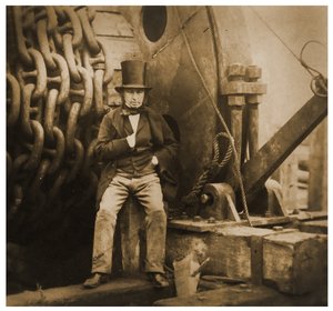 Isambard Kingdom Brunel vicino alle catene di lancio della SS Great Eastern, 1857 da Robert Howlett