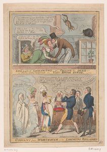 Caricatura sul matrimonio del marchese di Worcester e Anne Francis Culling Smith, 1822 da Robert Isaac Cruikshank