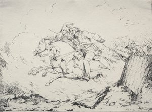 Specimens of Polyautography: Carica di cavalleria da Robert Kerr Porter