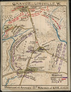 Chancellorsville, Va. Posizione degli eserciti il 3 maggio 1863 dalle 8.00 alle 17.00 LOC gvhs01.vhs00136