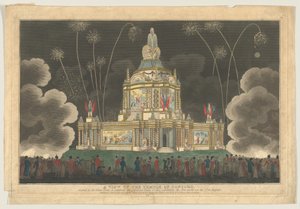 Vista del Tempio della Concordia eretto nel Green Park, per celebrare il G..., 9 settembre 1814