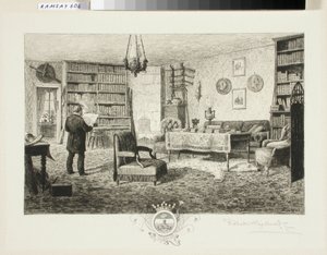 Adolf Erik Nordenskjöld nella sua biblioteca da Robert Ludvig Haglund