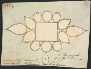 Ornamento di diamanti indossato dal Peshwa nel suo turbante da Robert Mabon