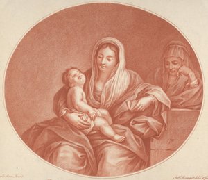 La Vergine seduta con il Cristo bambino che dorme in grembo, Santa Elisabetta a destra, an..., 1776 da Robert Menageot