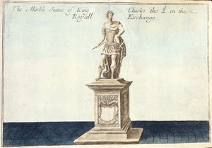 Statua in marmo di Re Carlo II (1630-85) sulla Royal Exchange, da 