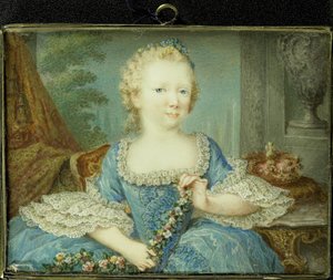 Guglielmina Carolina (Carolina; 1743-87), principessa di Orange-Nassau, figlia di Guglielmo IV e sorella di Guglielmo V, da bambina da Robert Mussard