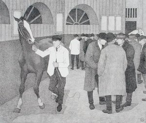 Mercanti di cavalli al Barbican (Barbican No.2) 1921 da Robert Polhill Bevan