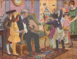 Una festa per bambini (litografia a colori)