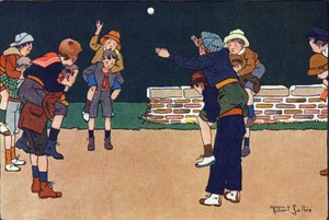 La pallottola del cavaliere. Incisione in "A cosa giochiamo?" di E. Weber con disegni ad acquerello di Robert Salles (1871-1929). Libreria Garnier Freres, Parigi