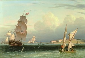Nave in uscita, Fort Independence, porto di Boston, 1832