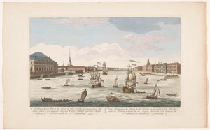 Veduta della riva del Neva, scendendo il fiume