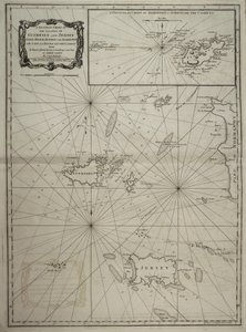Carta generale delle isole di Guernsey e Jersey, Sark, Herm, Jethou e Alderney, con Cape la Hague e i Caskets da Robert Sayer