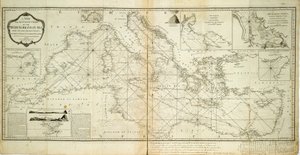 Carta nuova e accurata del Mar Mediterraneo dai sondaggi più recenti, accertata e regolata da osservazioni astronomiche da Robert Sayer