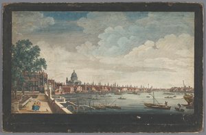 Veduta del ponte di Londra sul fiume Tamigi a Londra, vista dal giardino di Somerset House Londra (titolo della serie) da Robert Sayer