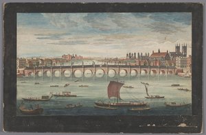 Veduta del Westminster Bridge sulla Tamigi a Londra, vista dal lato nord da Robert Sayer