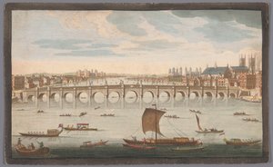 Veduta del ponte di Westminster sul fiume Tamigi a Londra, vista dal lato nord da Robert Sayer