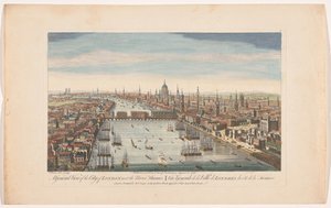 Vista generale della città di Londra, vicino al fiume Tamigi da Robert Sayer