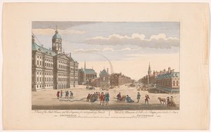 Veduta del Municipio di Amsterdam con pompieri sulla Dam da Robert Sayer