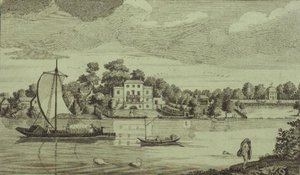 Veduta della celebre casa del signor Pope a Twickenham, c.1750 (incisione) da Robert Sayer