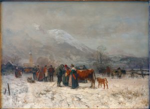 Mercato del bestiame in inverno a Mittenwald