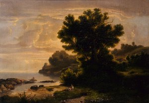 Paesaggio con famiglia vicino al lago, 1858 da Robert Seldon Duncanson