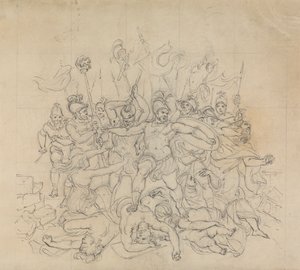 Schizzo di una scena di battaglia, dal dramma di Shakespeare, Tito Andronico da Robert Smirke