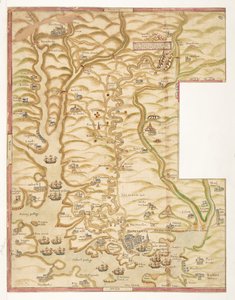 Una carta colorata del Porto di Plymouth e del paese fino a Tavistock; disegnata possibilmente da Robert Spry da Robert Spry