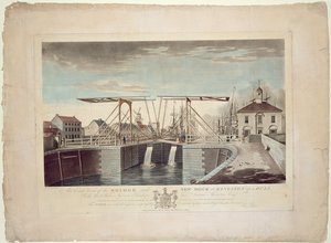 Vista orientale del ponte e del nuovo molo a Kingston upon Hull da Robert Thew