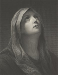 Testa della Vergine che guarda in alto a destra, dopo Reni, 1869 da Robert Trossin