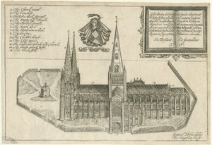 Cattedrale di Lichfield - Vista sud: incisione su rame, nd [XVII secolo]