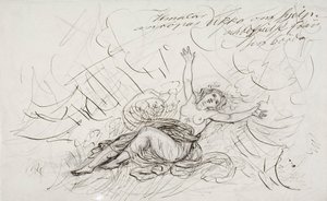 Ilmatar grida per Ukko, schizzo per una serie di disegni a tema Kalevala da Robert Wilhelm Ekman