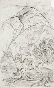 La madre del lemming di Tuonela, schizzo per una serie di cartoni animati a tema Kalevala da Robert Wilhelm Ekman