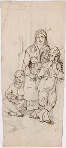 Donna, ragazzo e ragazza in costume popolare da Robert Wilhelm Ekman