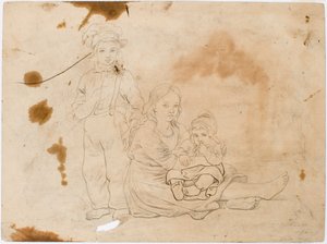 Bambini dello Småland, una ragazza con un bambino in grembo e un ragazzo in piedi accanto a lei da Robert Wilhelm Ekman