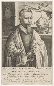 Ritratto di Hendrik Goltzius, c.1610 (incisione) da Robert Willemsz de Baudous