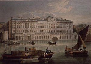 Veduta di Somerset House, pub. 1821 da Colnaghi & Co. da Robert the Elder and Younger Havell